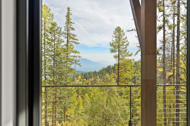 interior space featuring a mountain view