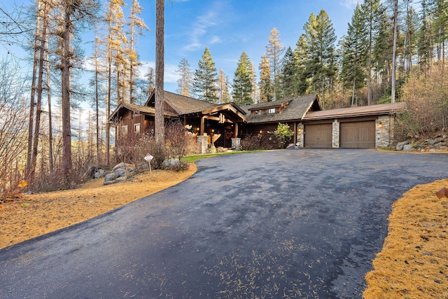 view of front of property featuring a garage