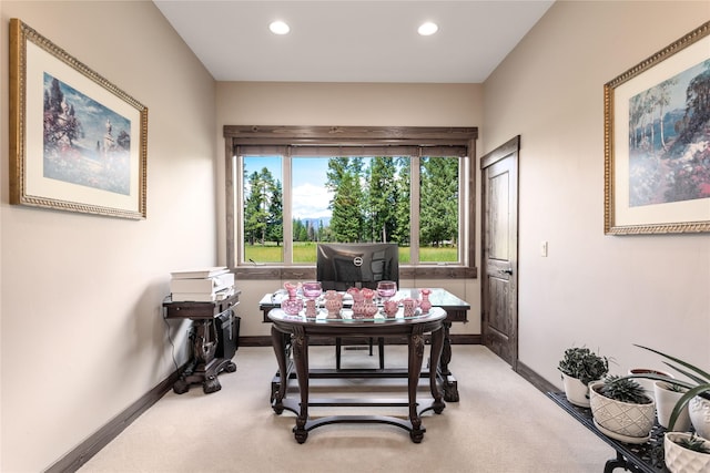 office with light colored carpet