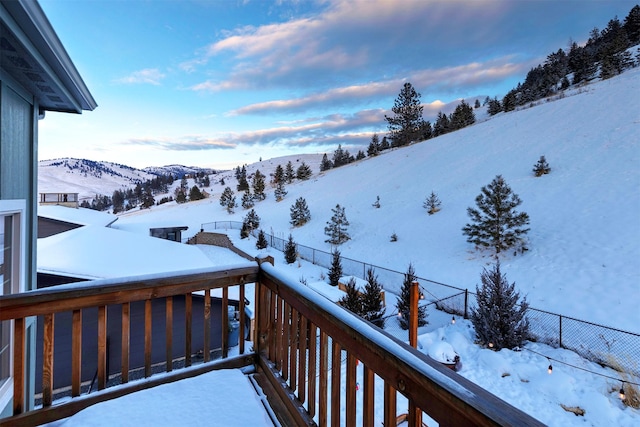 exterior space featuring a mountain view