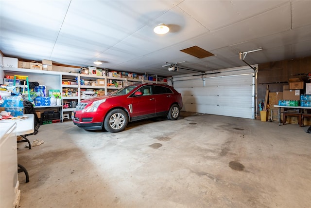 garage with a garage door opener