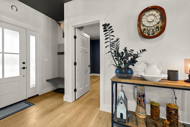 foyer featuring a healthy amount of sunlight and light wood-type flooring