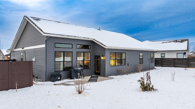 view of snow covered property