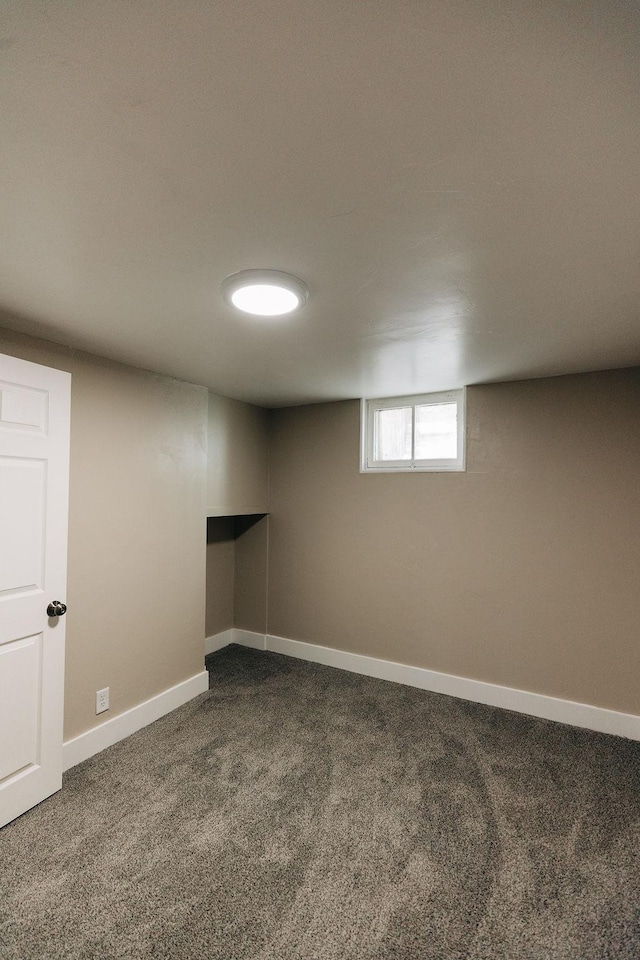 basement featuring carpet flooring