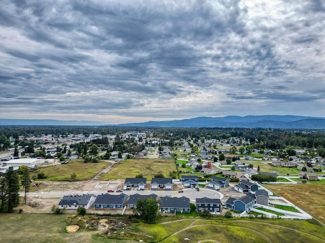 drone / aerial view with a mountain view