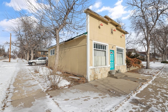 view of snow covered exterior