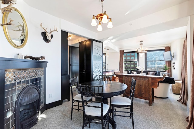 dining room featuring an inviting chandelier