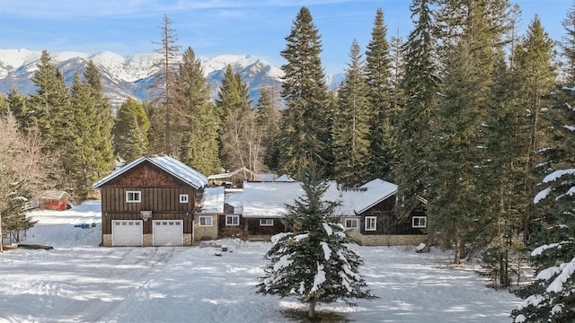 exterior space featuring a mountain view