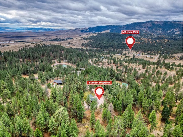 aerial view with a mountain view