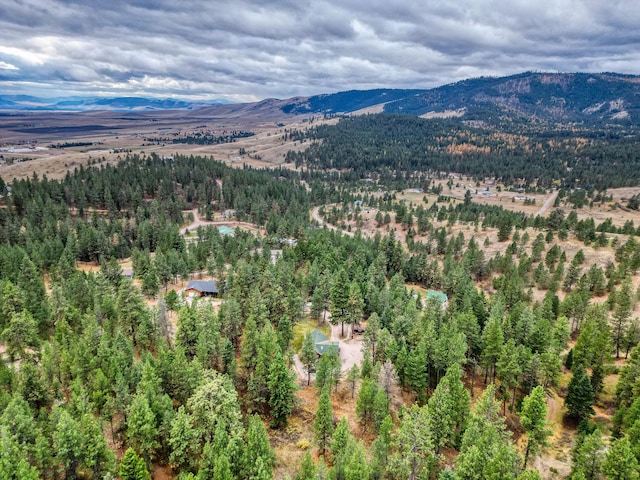 drone / aerial view with a mountain view