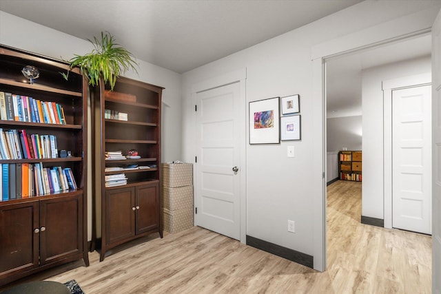 home office featuring light wood-type flooring