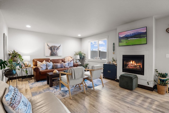 living room with light wood-type flooring