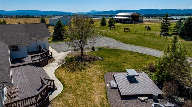 aerial view with a mountain view