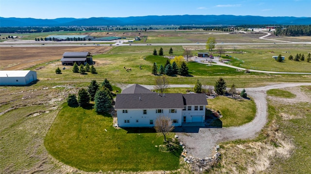 aerial view with a rural view and a mountain view