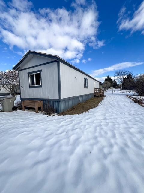 view of snow covered exterior