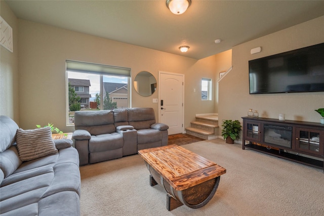 living room with carpet