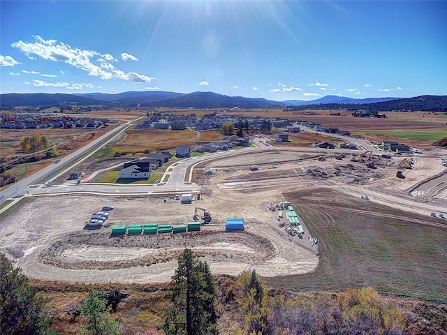 birds eye view of property with a mountain view