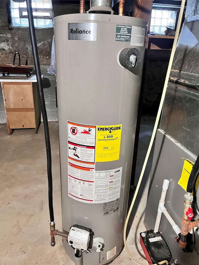 utility room with water heater