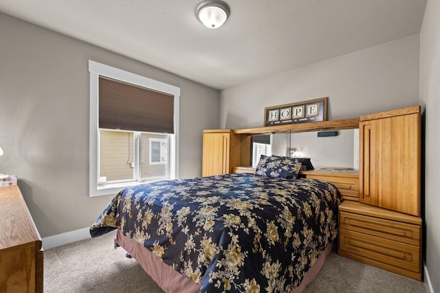 bedroom featuring carpet flooring and multiple windows