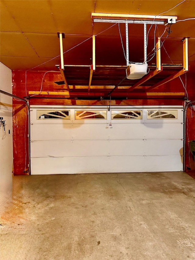 garage with a garage door opener