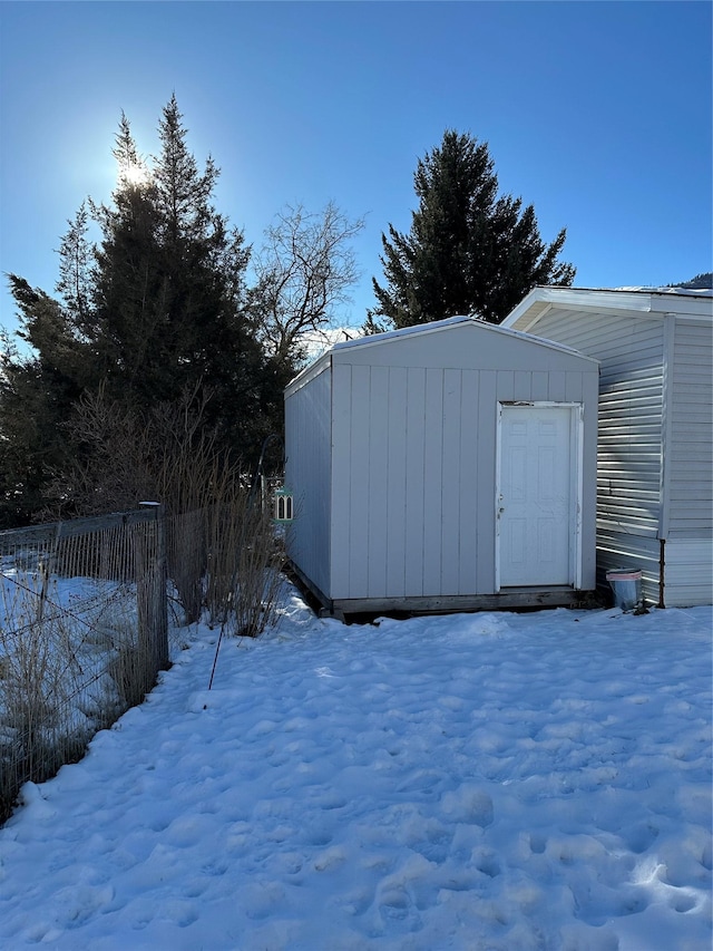 view of snow covered structure