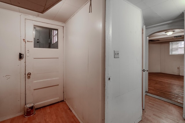 doorway featuring light hardwood / wood-style flooring