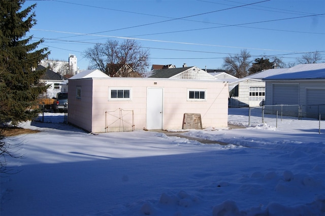 view of snow covered structure