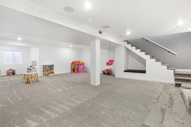 basement with carpet floors