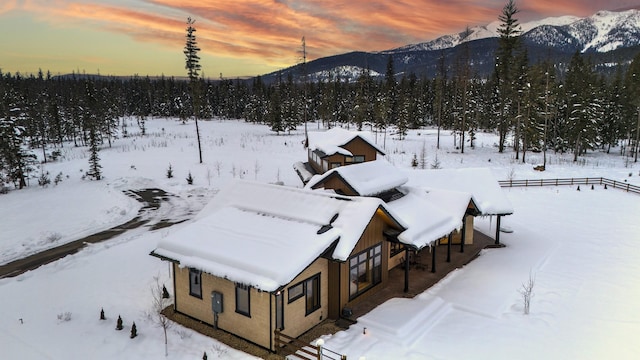 exterior space featuring a mountain view