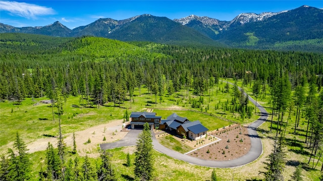 3900 Foothill Rd, Kalispell, MT 59901 - view from above of property featuring a forest and a mountain backdrop