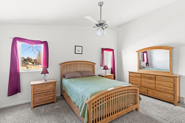 bedroom featuring carpet floors and ceiling fan