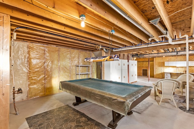 recreation room featuring pool table and concrete flooring