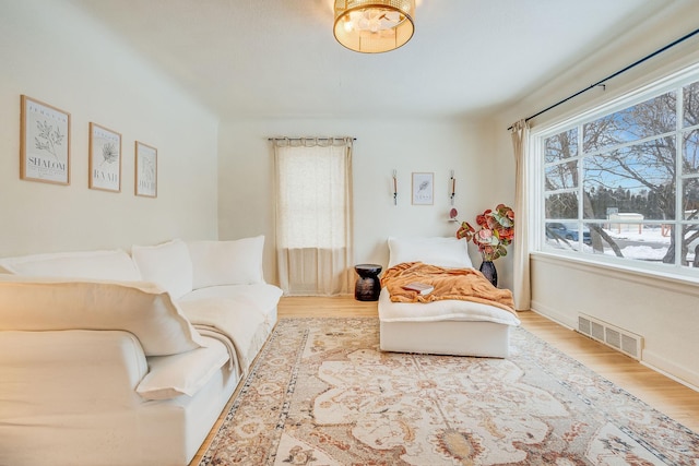 living room with light wood-type flooring