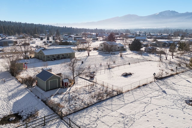 bird's eye view with a mountain view