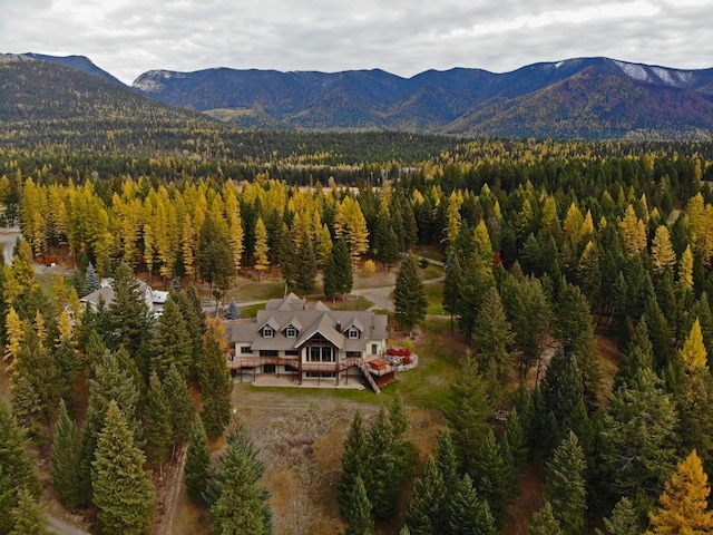 birds eye view of property featuring a mountain view