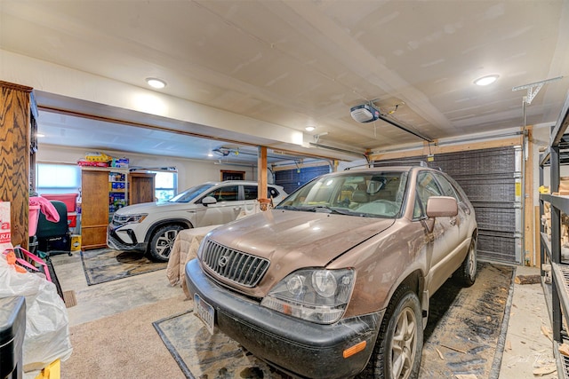 garage with a garage door opener