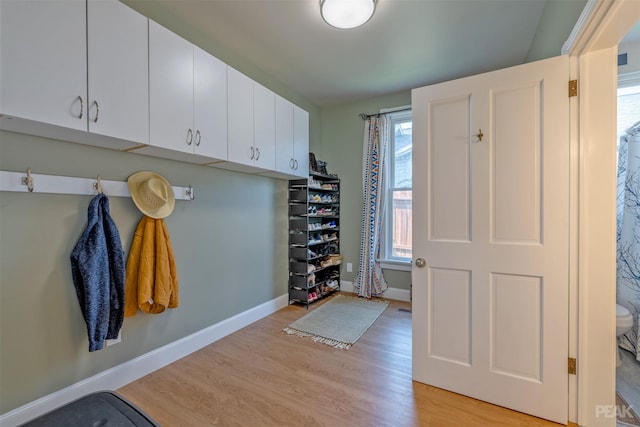 mudroom with light wood-type flooring