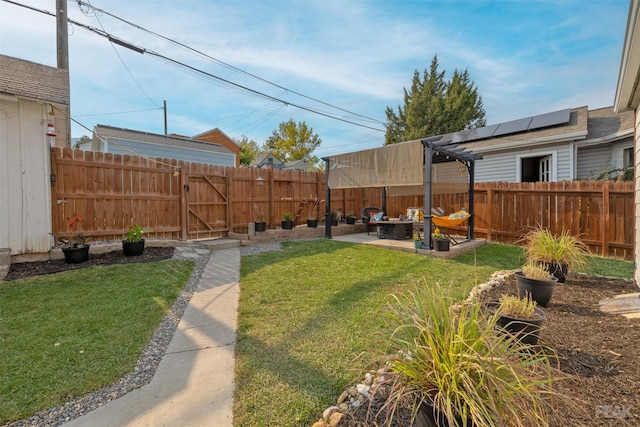 view of yard with a pergola and a patio area