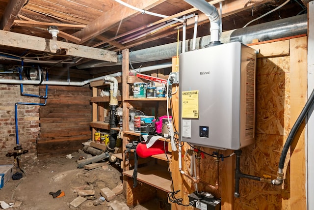 interior space featuring tankless water heater