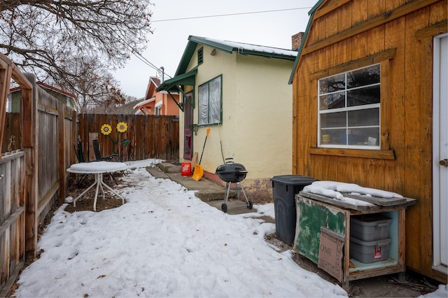 view of snowy exterior