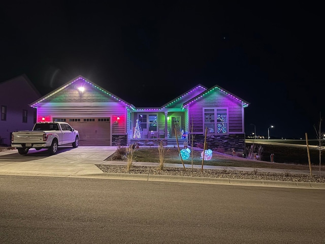 view of front of house with a garage