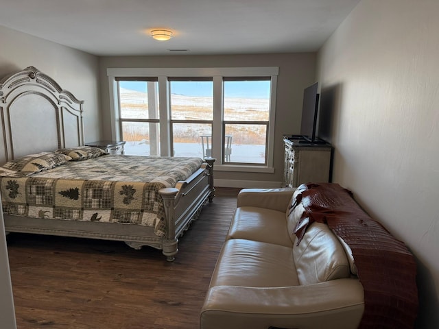 bedroom featuring dark hardwood / wood-style flooring