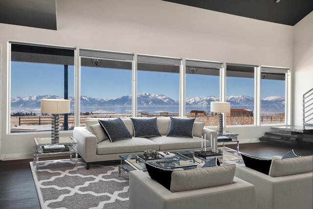 2986 Sunset Ranch Ln, Stevensville, MT 59870 - living room with a mountain view and hardwood / wood-style floors