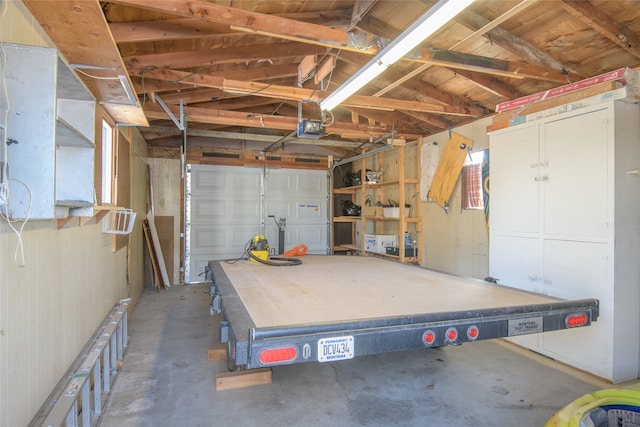 garage with a garage door opener