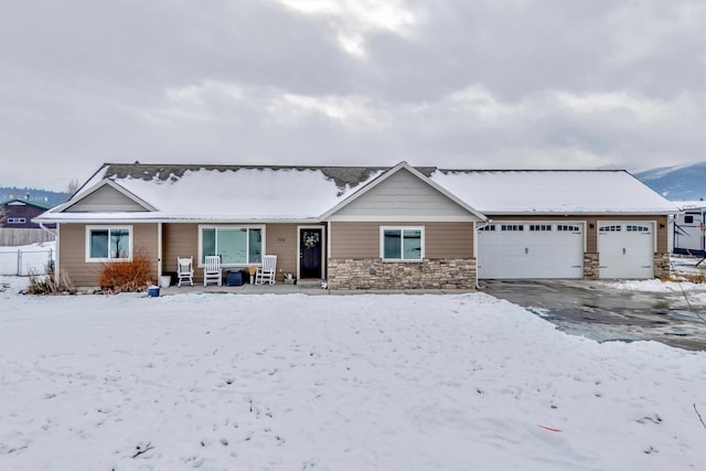 single story home with a garage