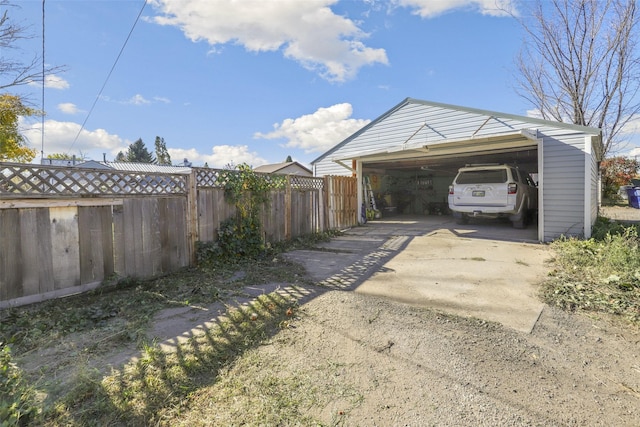 exterior space featuring a garage