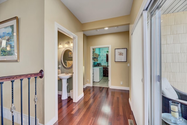 hall featuring dark hardwood / wood-style flooring