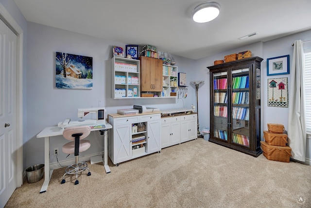 office featuring light colored carpet