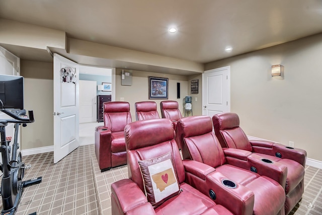 view of carpeted home theater