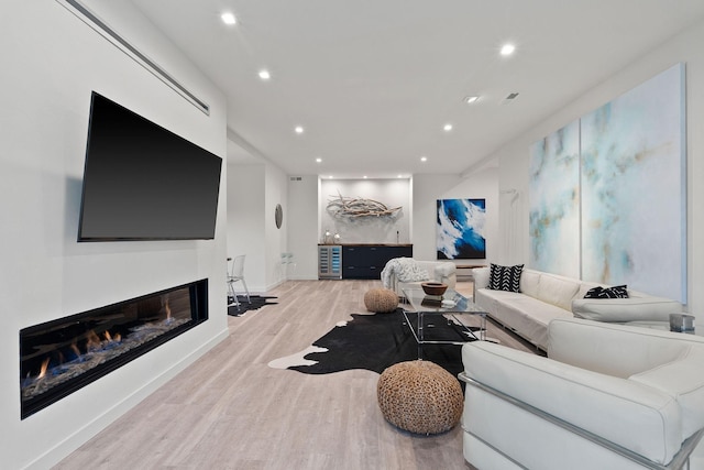 living room with light wood-type flooring